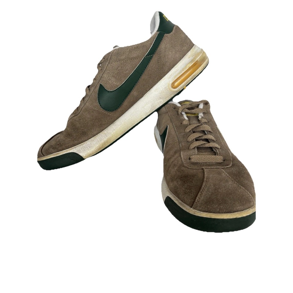 Nike ID Oregon Ducks Shoes  Mens 11.5 Tan Green Suede Lace Up Casual Sneakers